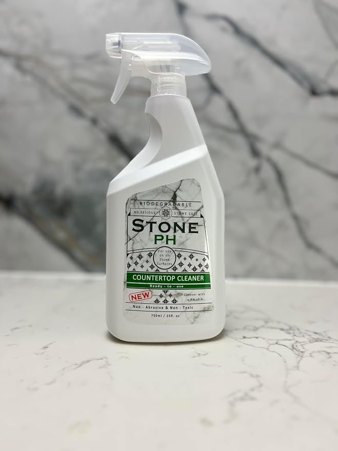 Countertop Cleaner Spray - Daily Granite Cleaner Spray - Stone Cleaner- Ph Neutral Formula For Kitchen & Home Cleaning Surfaces Marble, Quartz, Lemon, (25 Fl. Oz)