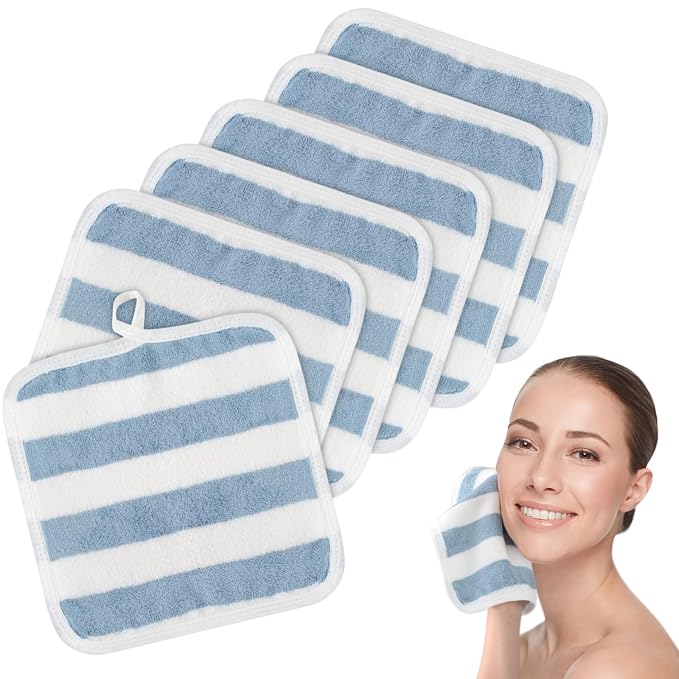 SINLAND Microfiber Facial Cloths Fast Drying Washcloth 8inch x 8inch Absorbent Face Wash Cloth Soft Makeup Remover Cloths