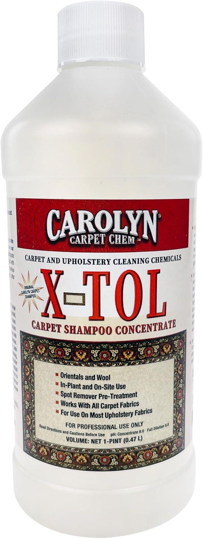 SRA Soldering Products Carolyn X-TOL Carpet Shampoo Concentrate – Professional Carpet, Rug & Upholstery Cleaner | Deep Cleaning Formula for Wool, Oriental Rugs | Made in USA (16 Fl Oz (Pack of 1))