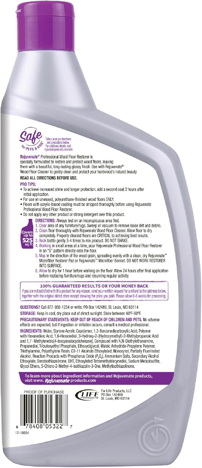 Rejuvenate Professional Wood Floor Restorer Fills Scratches, Shines And Protects Wood Flooring For A High Gloss Shine, 32 Ounces | 1-Coat Application Fills Scratches, Shines & Protects Hardwood Floors, Leaves A Glossy Finish, Safe For Pets & Kids
