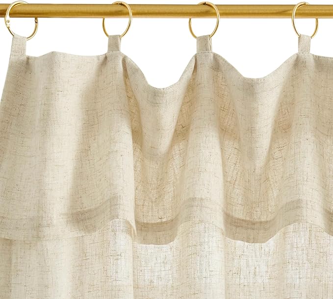 jinchan Linen Tier Kitchen Curtains, 30x24, 2 Panels, Natural | Light filtering, rod pocket, farmhouse, small window decor, cafe style, machine washable, bathroom, laundry room, RV