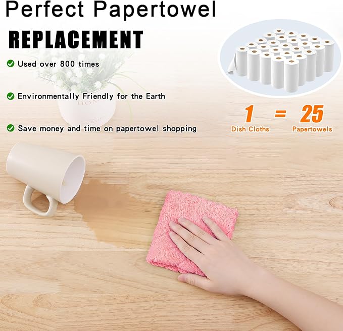 Homaxy 12 Pack Kitchen Dish Cloths (10 x 10 Inches, Multi Color), Super Soft and Absorbent Coral Velvet Dish Towels, Nonstick Oil Fast Drying Microfiber Cleaning Cloth, No Lint Household Dishcloths
