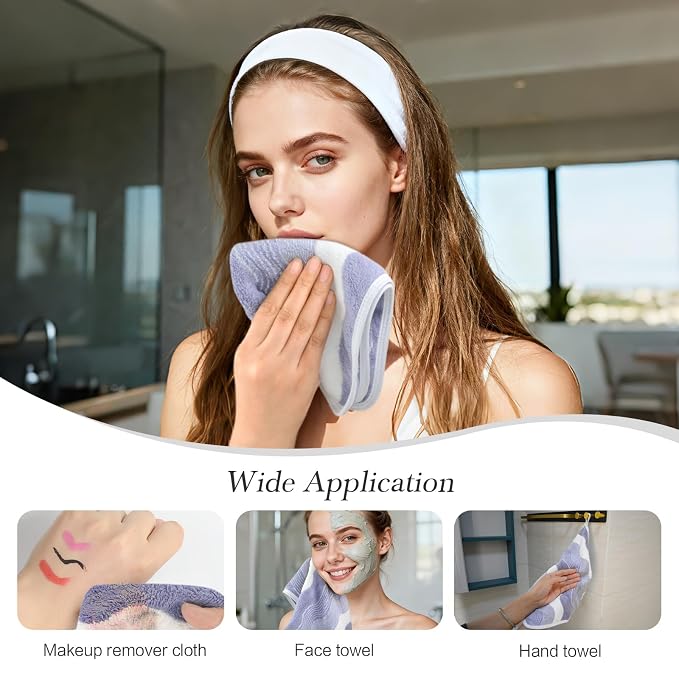 SINLAND Absorbent Coral Velvet Washcloth Ultra Soft Microfiber Face Towels 12 x 12 inch Multi-Purpose Face Cloths for Household and Sport