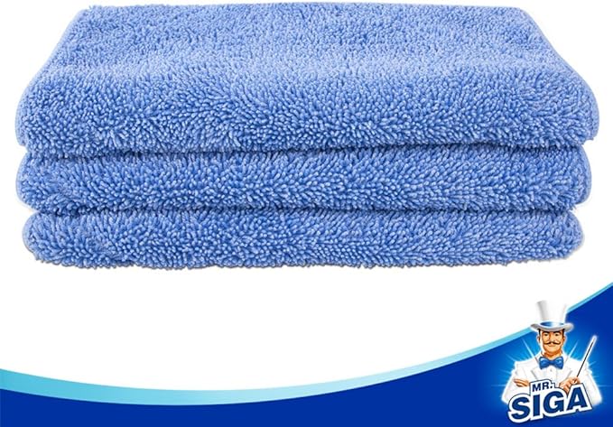 MR.SIGA Professional Microfiber Mop Refills, Pack of 3 | Microfiber side attracts fine dust and hair effectively, plush side is great for floor waxing, size: 42cm X 23cm