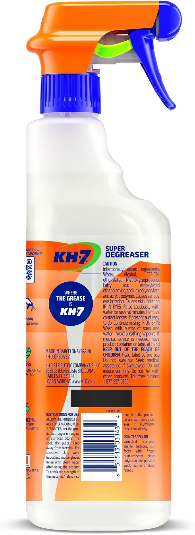KH-7 Super Degreaser Multipurpose Cleaning Spray: The Heavy Duty All Purpose Cleaner for Your Home, Kitchen, Garage, Car & Laundry | Total Cleaner & Powerful Grease Remover, 26 oz