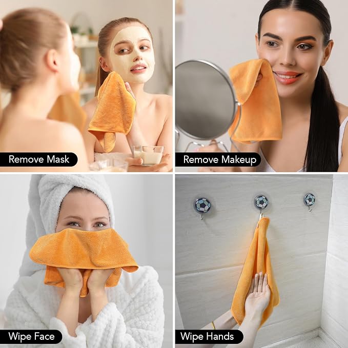 SINLAND Microfiber Facial Cloths Fast Drying Washcloth 12inch x 12inch Absorbent Face Wash Cloth Soft Makeup Remover Cloths