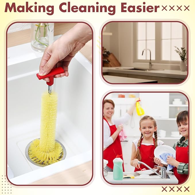 Garbage Disposal Cleaner Sink and Drain Brush Universal Garbage Disposal Cleaner 12'' Long Brush for Kitchen Waste Food(Yellow)
