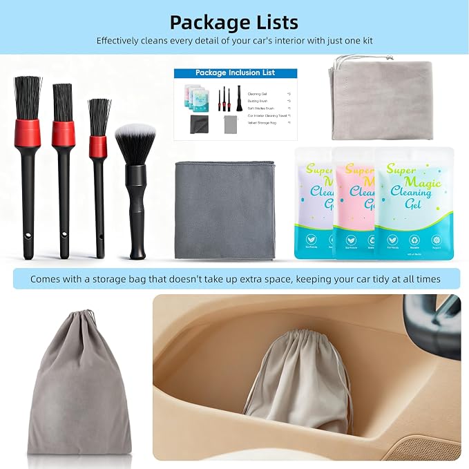 TICARVE 9Pcs Car Cleaning Kit for Dashes Air Vents Keyboards Electronics | Car Interior Cleaning Kit, Dust Removal Cleaning Kit, Auto Deep Cleaning Detailing Tools, Hard-to-Reach Cleaning Kit