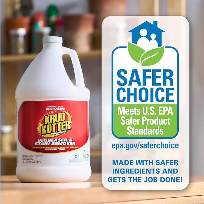 Krud Kutter Original Concentrated Cleaner Degreaser, 1 Gallon | Heavy Duty Multi Surface Cleaner for Grease, Oil and Tough Stains, Dilutable for Kitchen, Garage, Floors and Outdoor Use
