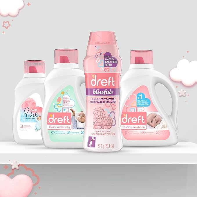 Dreft Blissfuls In-Wash Laundry Scent Booster Beads, Baby Fresh Scent, 18.2 oz