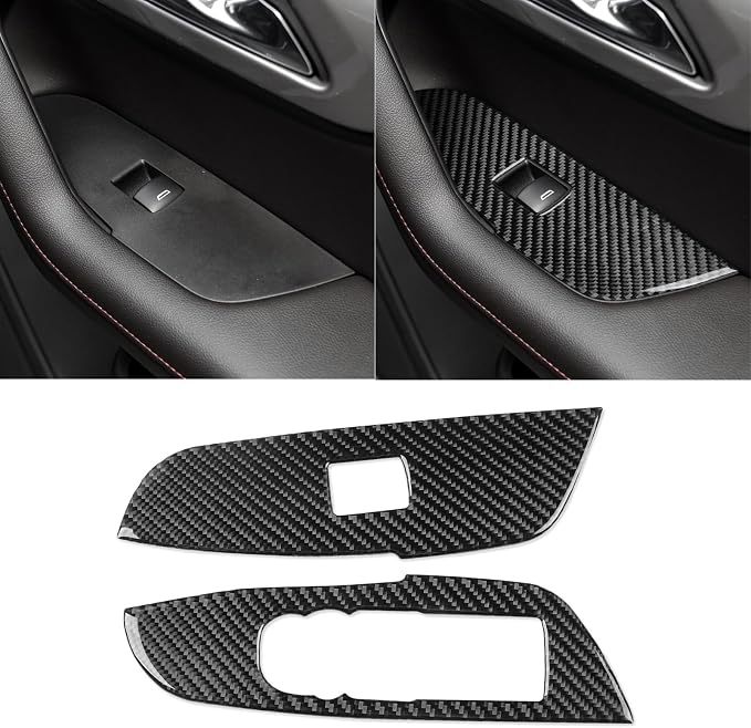 Front Door Window Switch Stickers Fit for Chevrolet Blazer 2019-2025 | for L/LT/RS/Premier | Real Carbon Fiber | Front Door Window Switch Panel | Thick Overlay | Anti-scratch