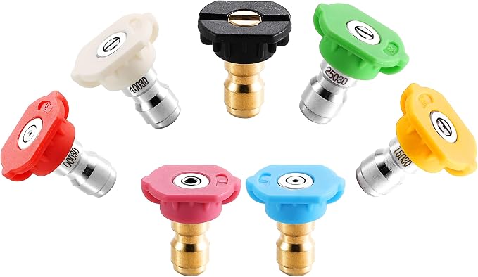 Tool Daily Pressure Washer Nozzle Tips, Multiple Degrees, 3.0 GPM, 7 Pack | 1/4" Quick Connect Power Washer Nozzle Tips Set for Car Washing, 4000 PSI