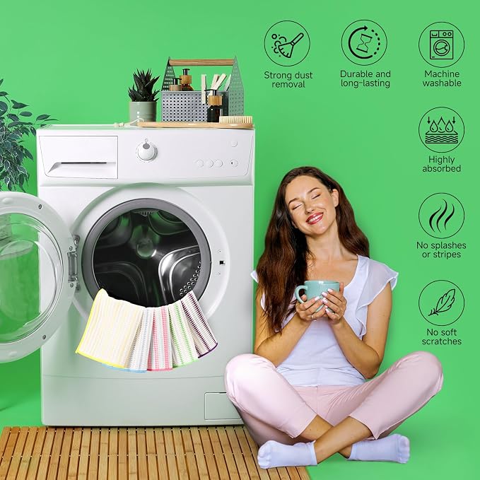 Forggon Wood Fiber Cleaning Cloth-15pcs, Super Absorbent Cleaning Cloth, No Oil Stains, Household No Stripe Cleaning Cloth for Car Kitchen Household, Multifunctional Cleaning Towel, Size:11.5x11.5in