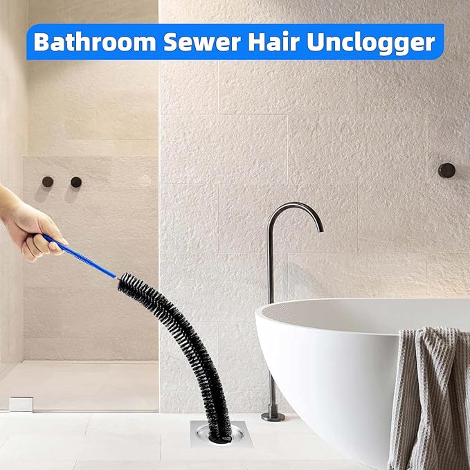 Flexible Cleaning Tool,Bendable Sewer Drain Brush, Long Pipe Cleaner for Home Kitchen Sink, Shower and Tub Hair Clogs