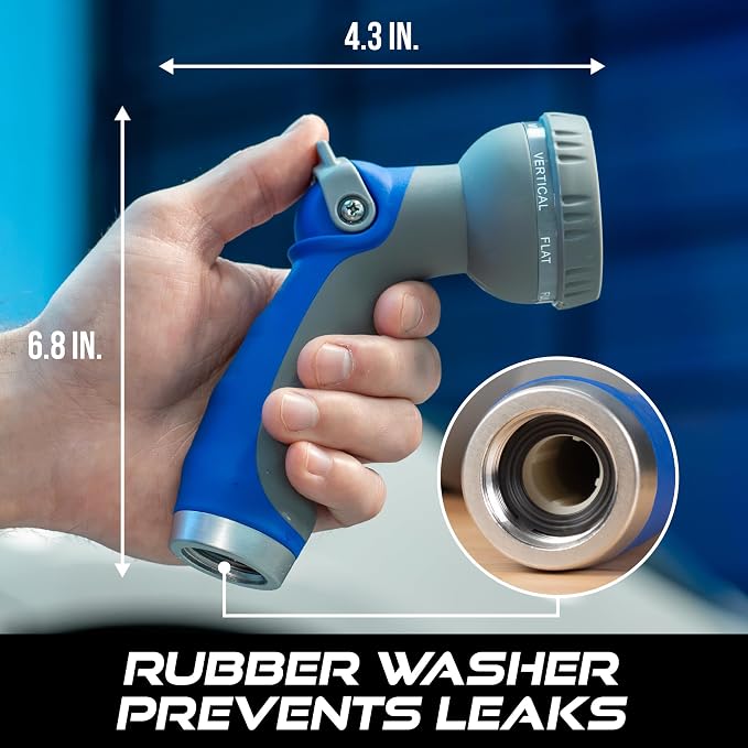 VIKING Hose Nozzle, Garden Hose Nozzle with 8 Spray Patterns, Adjustable Heavy Duty Thumb Control for Washing Car, Watering Plants, Washing Pets, and Home Use