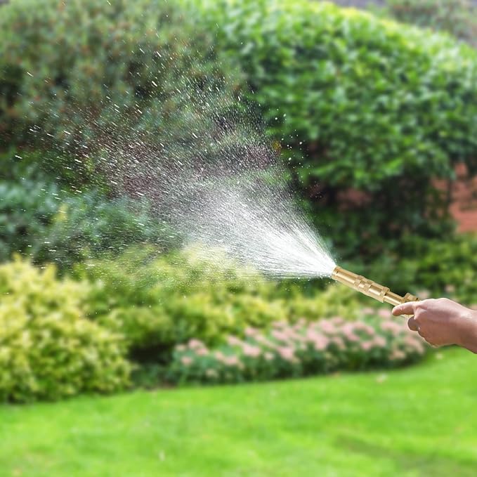 Twinkle Star Brass Heavy Duty Adjustable Twist Hose Nozzle Set | 3/4” GHT Brass Garden Hose Nozzle, Adjustable Water Flow