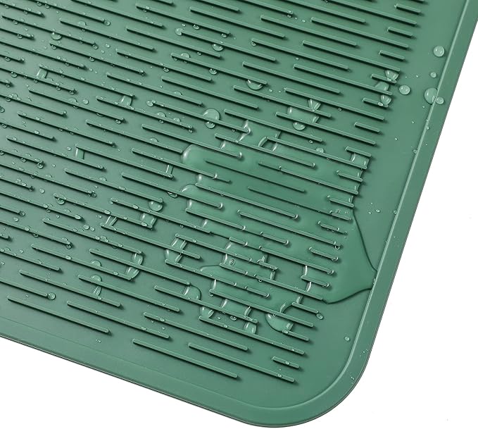 MicoYang Silicone Dish Drying Mat for Multiple Usage,Easy clean,Eco-friendly,Heat-resistant Silicone Mat for Kitchen Counter or Sink,Refrigerator or Drawer Liner Green 2XL 24 inches x 18 inches