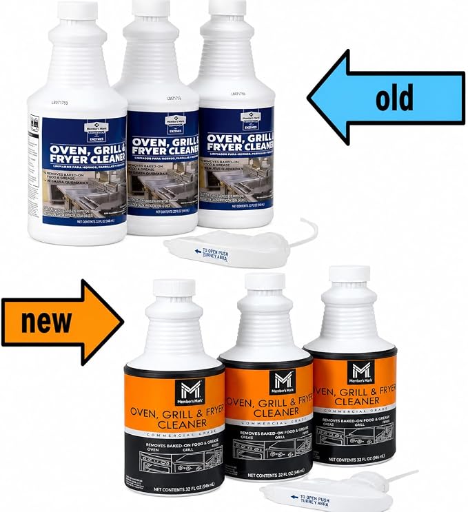 Member’s Mark Commercial Oven, Grill & Fryer Cleaner, Heavy Duty Degreaser, Removes Baked-On Grease & Burnt Food, Restaurant Grade, 3 Pack, 32 fl oz Each, Includes Magic Brick Sponge