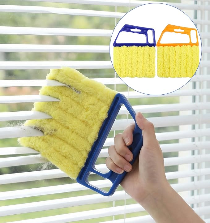 2 Pcs Blind Cleaner Tool, 7 Finger Blind Duster for Wood Blinds Microfiber | Blinds Cleaner Tool Washable for Window & Air Conditioner, Reusable Dusting Brush