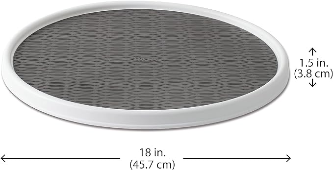Copco 18 Inch Lazy Susan Turntable Organizer - Nonslip Rotating Cabinet Organizer for Kitchen Pantry, Under Sink, Countertop Storage, Rimmed Edge, Wipe Clean