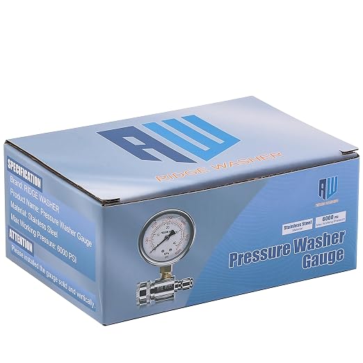 RIDGE WASHER Pressure Washer Gauge with 3/8'' Quick Connect Socket and Plug | 6000 PSI