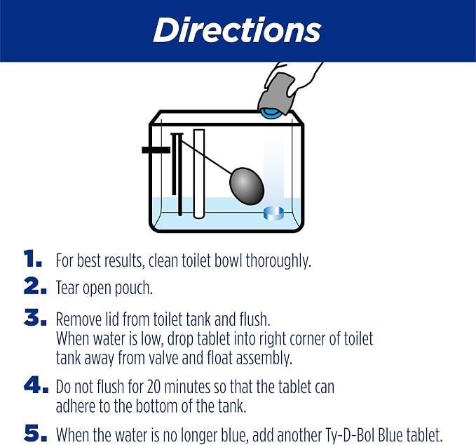 Ty-D-Bol Toilet Bowl Cleaner Tablets, Bleach-Free, 5 Pack | Automatic Drop-In, Removes Hard Water Stains, Removes Limescale, Removes Mineral Buildup