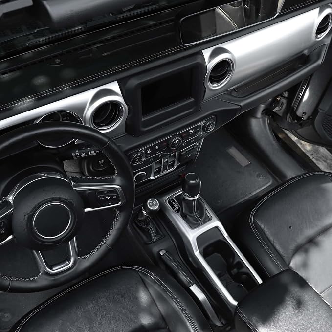 RT-TCZ for Wrangler JL Dash Trim Cover Silver, Gear Shift Panel Trim Frame for Jeep Wrangler JL JLU Gladiator JT 2018-2023 Silver Interior Accessories 3pcs