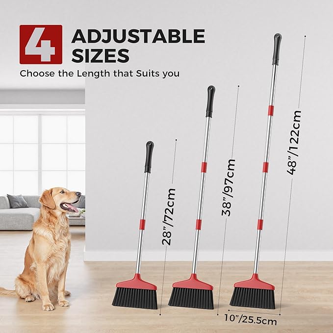 Handy Broom, Indoor/Outdoor Brooms, Duty Kitchen Broom, for Home Garage Kitchen Office Courtyard Lobby Patio Lawn Concrete (1 Pack, Red, New)