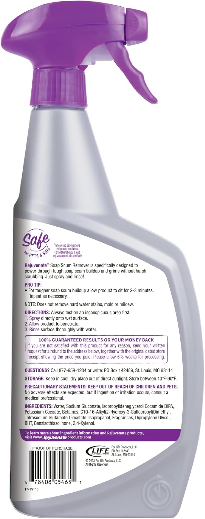Rejuvenate Soap Scum Remover, 32 Ounces, Easily Dissolves Soap Scum Without Scrubbing