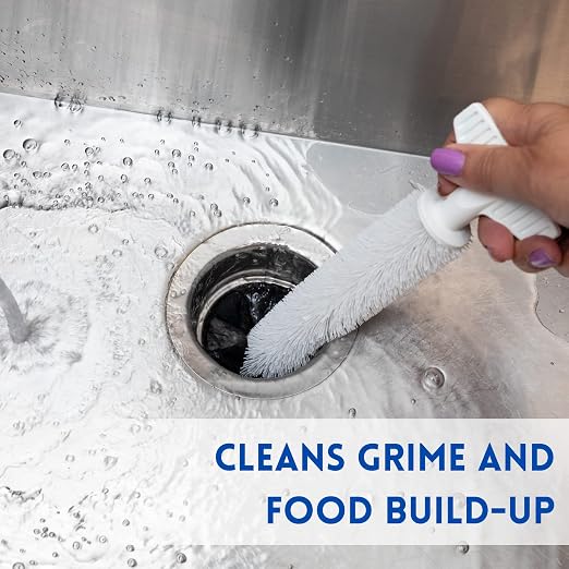 Universal Garbage Disposal Cleaner - 12" Long Kitchen Sink & Drain Cleaning Brush - Sturdy T-Grip Handle Disposer Cleaner - Removes Residue & Odor - Easy to Clean - Made in USA - FryOilSaver Co.