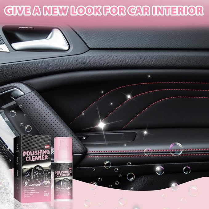 Polishing Cleaner Car Interior, 100ML Car Interior Cleaner, Interior Detailer Spray, Car Interior Detailing Cleaner for Rubber, Leather& More, Multi-Surface Cleaning for Car Interior(2PCS)