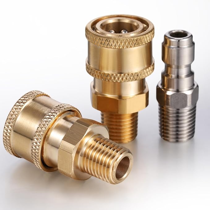 4 Sets NPT 1/4 Inch Pressure Washer Coupler Quick Connect Plug Male Female 1/4 Quick Connect Fittings Pressure Washer Adapters Accessories(1/4 External Thread)