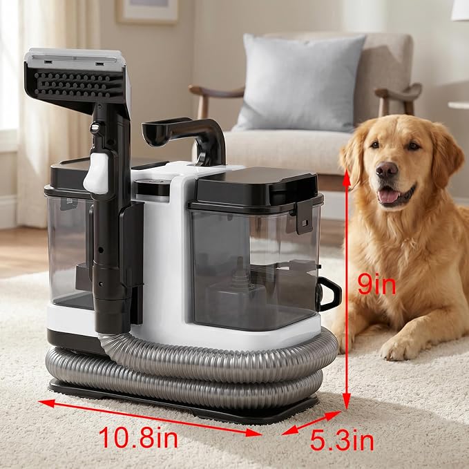 18Kpa Carpet Cleaner Machine, Portable Carpet and Upholstery Cleaning Machine, Deep Cleaning for Rugs, Couch, Car Interiors Stains, Pet & Family Friendly, 120V (WHITE)