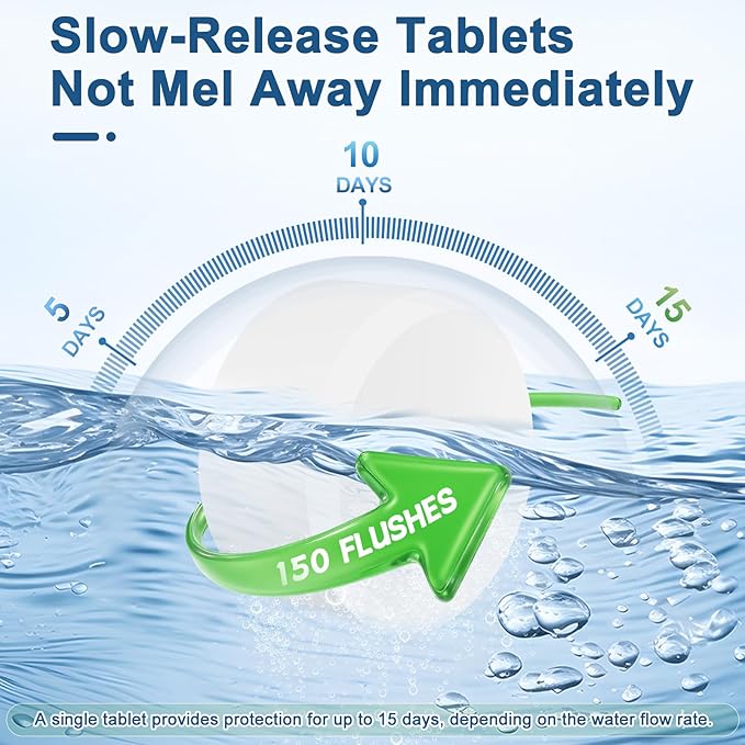 Msvvko Toilet Bowl Cleaners, Bleach Tablets 100 PACK, Automatic Cleaner for Tank, Effectively Eliminate Limescale, Stains & Odor, Continuous Cleaning for Bathroom & Toilet
