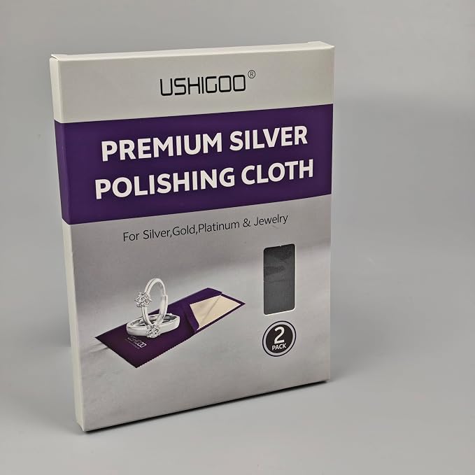 2pcs Jewelry Cleaner&Polishing Cloth for Ring,Earring,Watch and Coins Care | Sterling Silver Gold Platinum Tarnish Remover,Non-Toxic Eco Friendly,Jewelry Cleaning Cloth