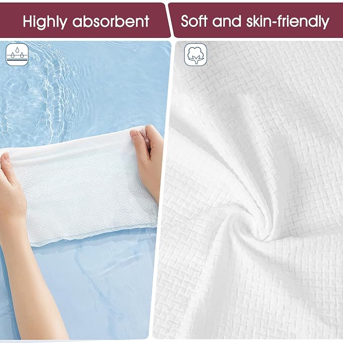 Classycoo Thick Disposable Compressed Towels Tablets- Individually Wrapped Face Towel Travel, Portable Mini Magic Clean Towelettes Daily Single for Camping, Beauty(Alcohol-Free, Odorless, 50 PCS)