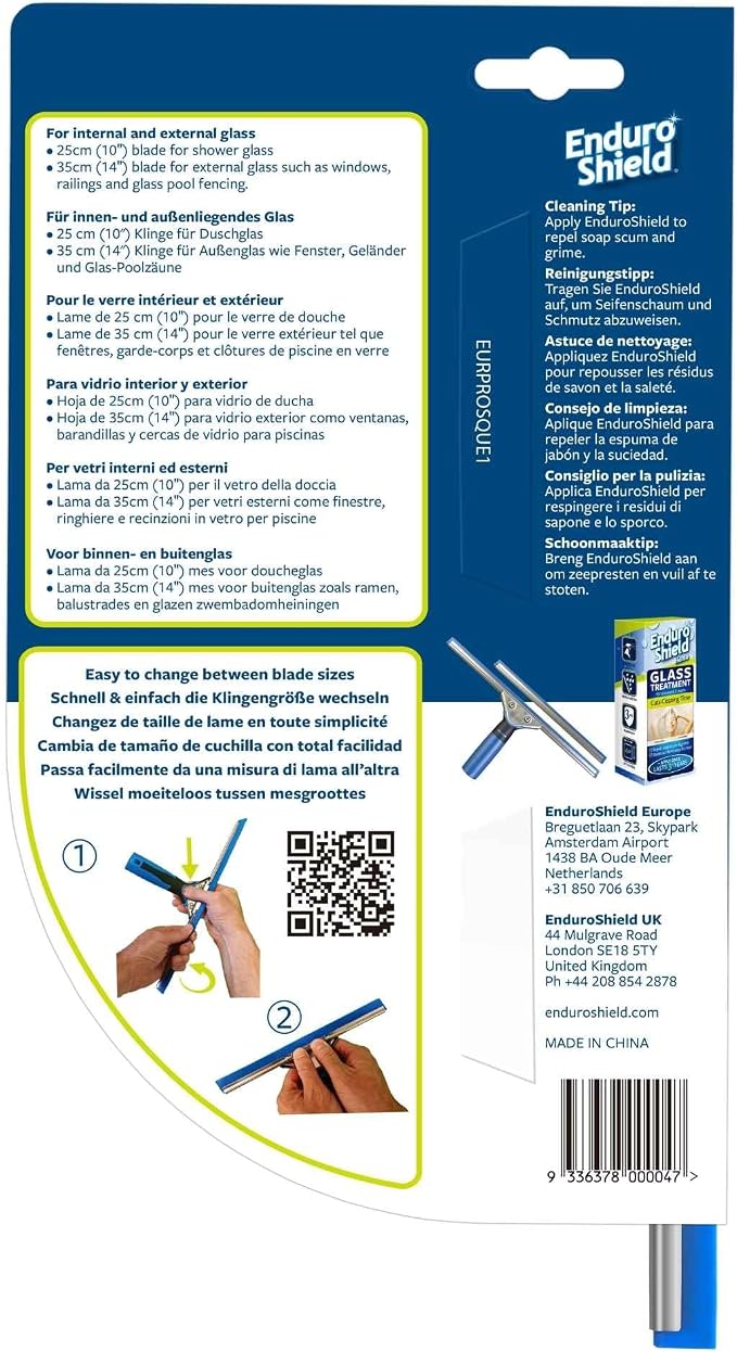 EnduroShield Professional Window Squeegee - 10 & 14 Inch Blades | Premium Silicone Blades | Streak-Free Results | Ergonomic Handle | Professional Grade (92)
