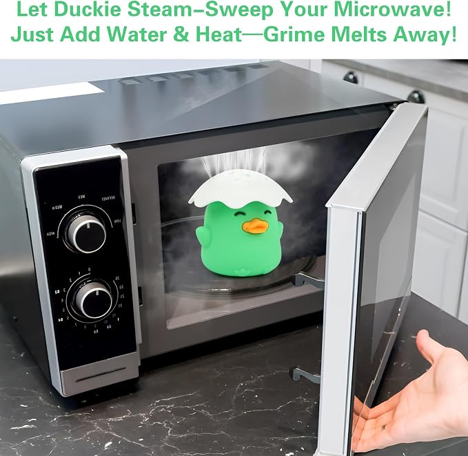 NEW Microwave Steam Cleaner, Duck Microwave Cleaner, Just Add Vinegar and Water, Cut Cleaning Time by Half, Kitchen Gifts Accessories Gadgets (Green)