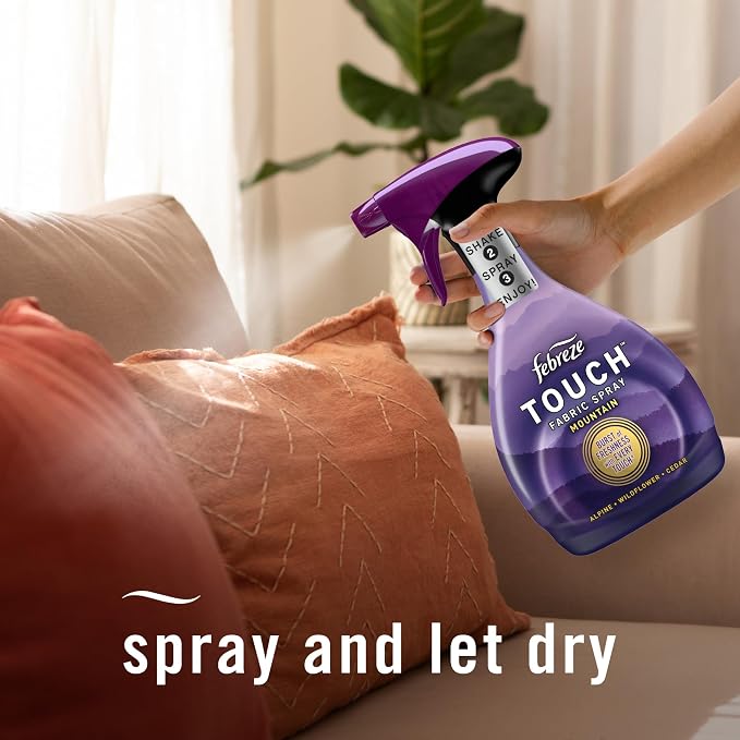 Febreze Touch Fabric Spray, Air Freshener, Odor-Fighting Fabric Refresher, Couch and Linen Spray, Sneaker Balls Alternative, Ocean and Mountain Scent, Multicolor, 16.9oz, 2ct
