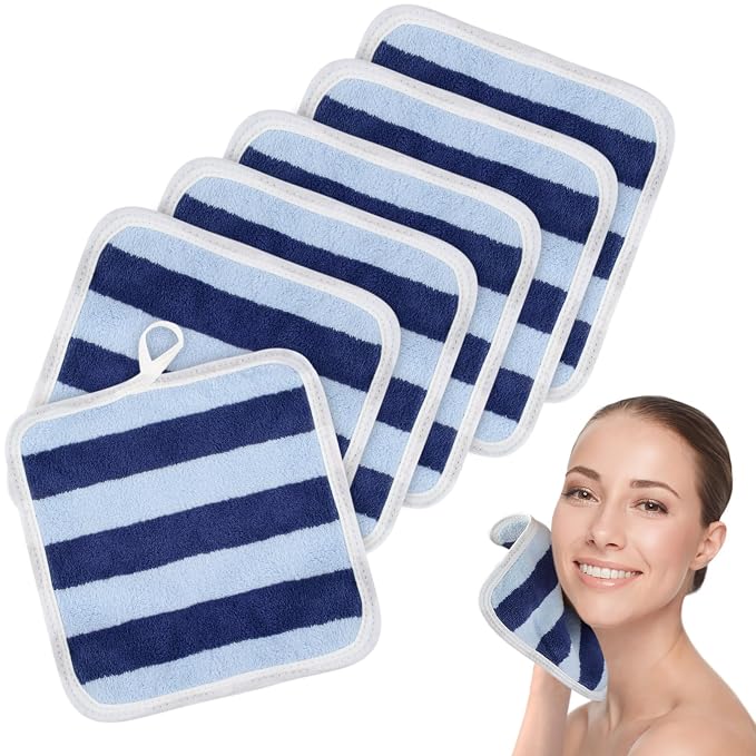 SINLAND Microfiber Facial Cloths Fast Drying Washcloth 8inch x 8inch Absorbent Face Wash Cloth Soft Makeup Remover Cloths