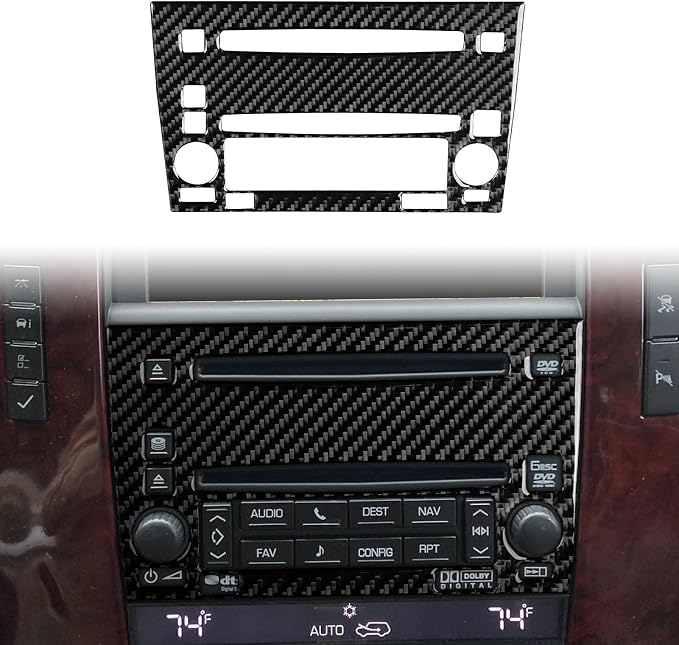 Fit for Cadillac Escalade ESV 2007-2014 / EXT Hybrid 2009-2013 Type-A | Real Carbon Fiber | Accessories | Console Radio Panel Trim | Decals | Anti-scratch