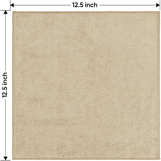 HOMEXCEL Brown Microfiber Cleaning Cloth 12 Pack, 12.5 x 12.5 inch Microfiber Towels for Cars, Ultra Absorbent Car Washing Cloth, Lint Free Streak Free Cleaning Rags for Car, Kitchen, and Window