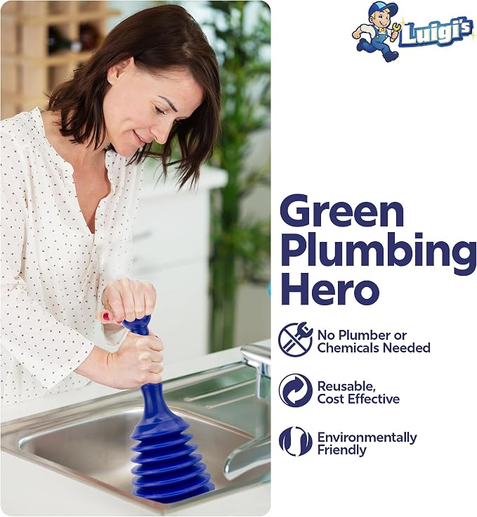 Luigi's Toilet & Sink Plunger Set - Blue