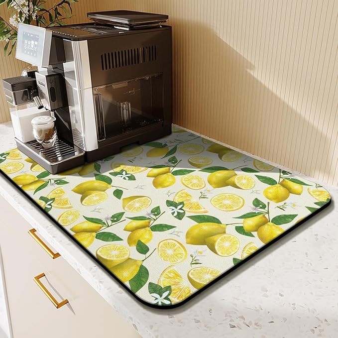 Kitchen Countertop Dish Drying Mat,Super Absorbent Coffee Bar Mat for Maker Espresso Machine, Anti-Slip Accessories for Kitchen Countertops 23x15 Inch
