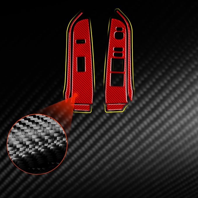 Real Carbon Fiber Trim for Toyota Camry Accessories | for 2012 2013 2014 Door Glass Lifting Control Panel Window Switch Panel Interior Thick Overlay Decal 6PCs