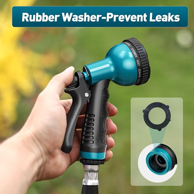 Besiter Garden Hose Nozzle Sprayer 10 Watering Patterns Spray Nozzles Heavy Duty Hose Head Lightweight Hose Attachment Blue