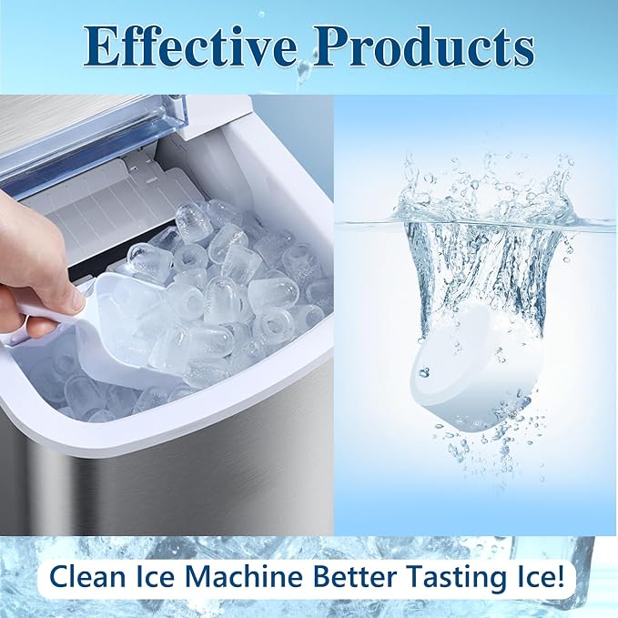USKICH Ice Machine Cleaner Descaler Tablets-12 Pack Ice Maker Cleaner Compatible with Frigidaire, Opal, GE Profile, Kitchenaid, Nickel Safe Scale Remover for Countertop, Nugget Ice Makers