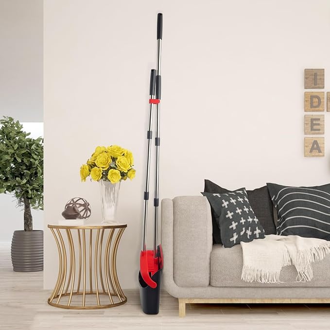 Broom and Dustpan Combo Set,51" Long Handle,Black Red | Heavy Dust, Dustpans with Broom Combo for Home, Kitchen, Office, Classroom,Apartment, Pet Hair