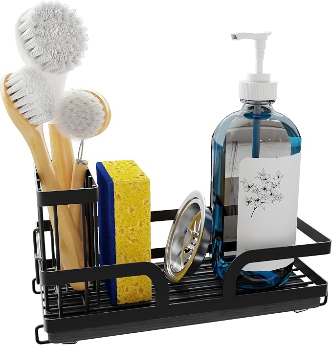 Sponge Holder for Kitchen Sink Caddy with Stone Drying Tray 1 PCS | No Draining Needed, Removable Brush Holder,Sink Caddy Organizer,Countertop Storage, Bathroom, Home Decor Accessories