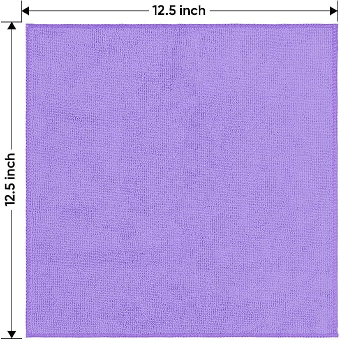 HOMEXCEL Purple Microfiber Cleaning Cloth 12 Pack 12.5 x 12.5 Inch Microfiber Towels for Cars Ultra Absorbent Cleaning Rags Lint Free Cleaning Towels for Household Kitchen, Window Car